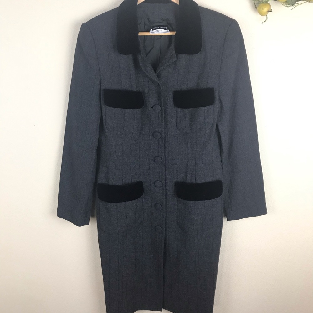 RENA LANGE BERGDORF GOODMAN Wool Coat Dress Grey